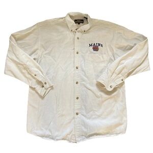 Vintage Maine Lobster Shirt Embroidered Long Sleeve Button Denim Cotton Medium